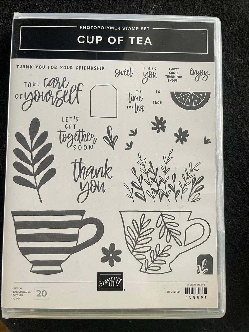 Stampin' Up! Cup of Tea Photopolymer Stamp Set - Black Accents